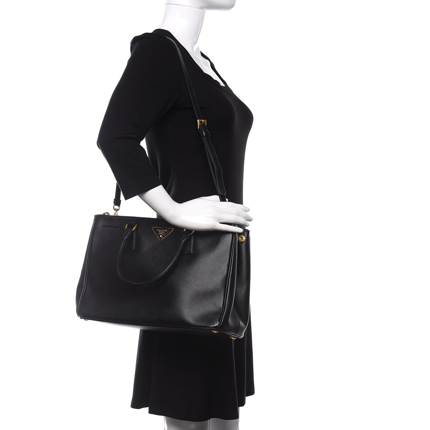 Prada Saffiano Medium Galleria Double Zip Tote Black 3 of 10