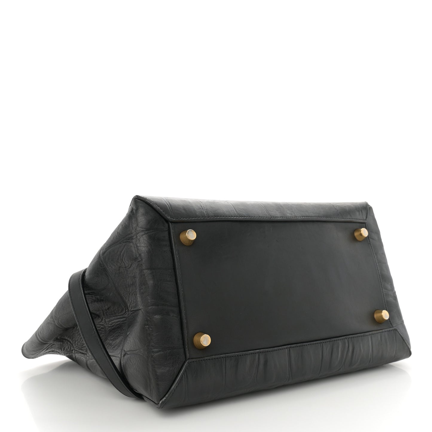 Calfskin Crocodile Embossed Small Belt Bag Black