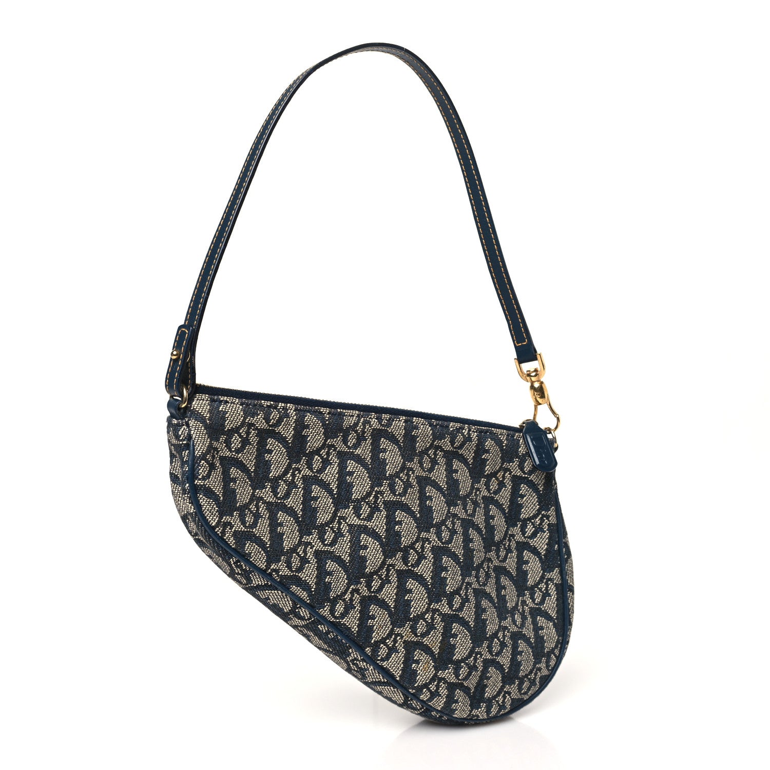 Christian Dior Monogram Mini Saddle Pochette Navy 3 of 12