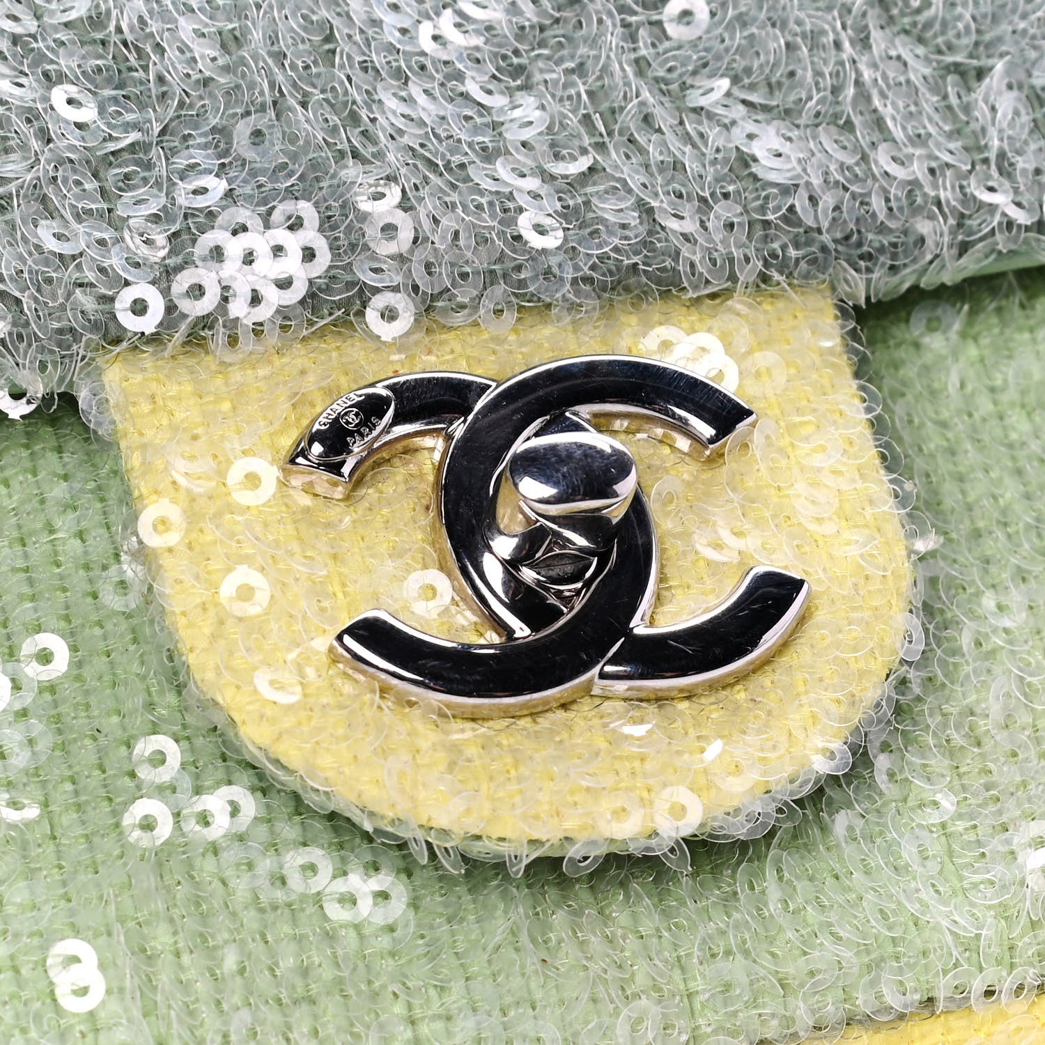 Chanel Sequin Mini Waterfall Flap Green Light Green Yellow 11 of 18