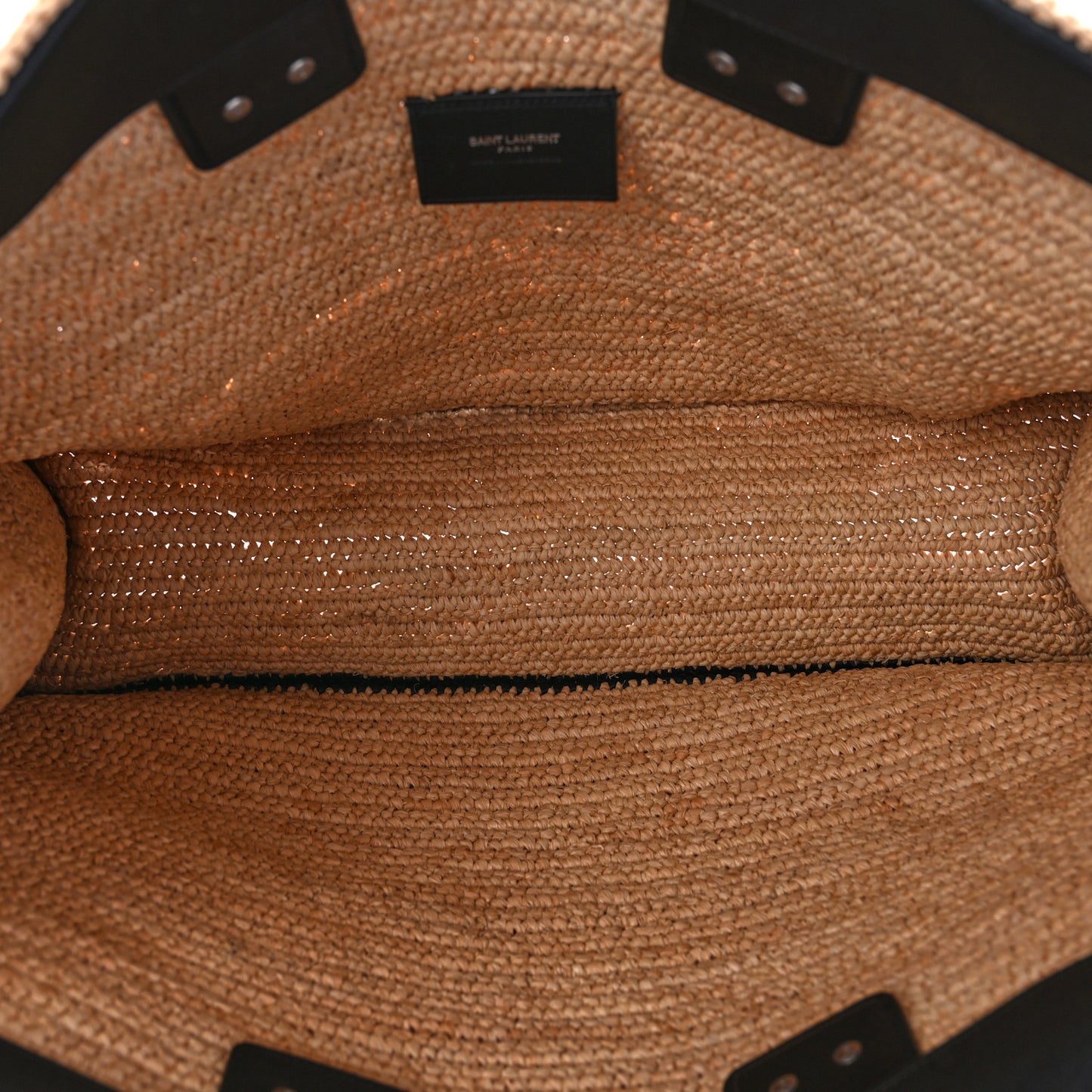 Raffia Calfskin Rive Gauche Tote Naturale Black
