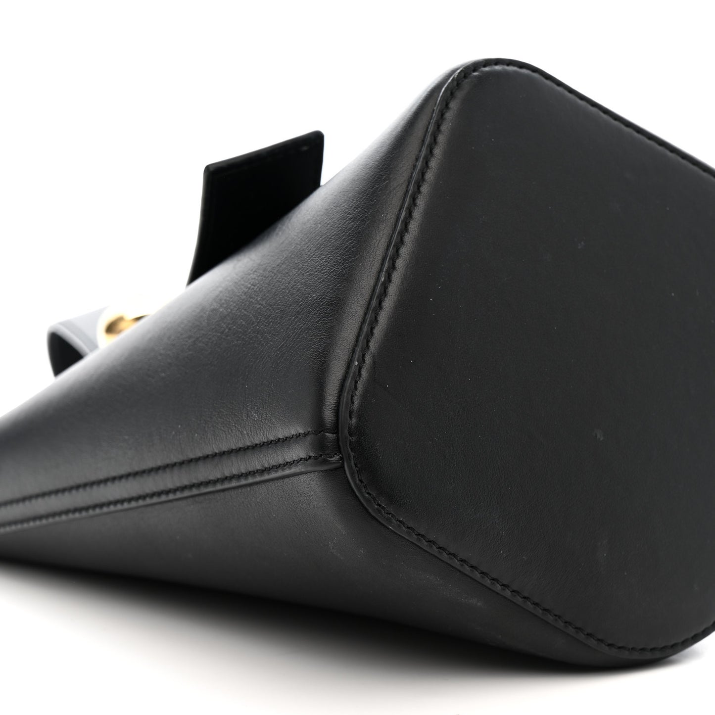 Soft Grained Calfskin Mini Pebble Bucket Bag Black