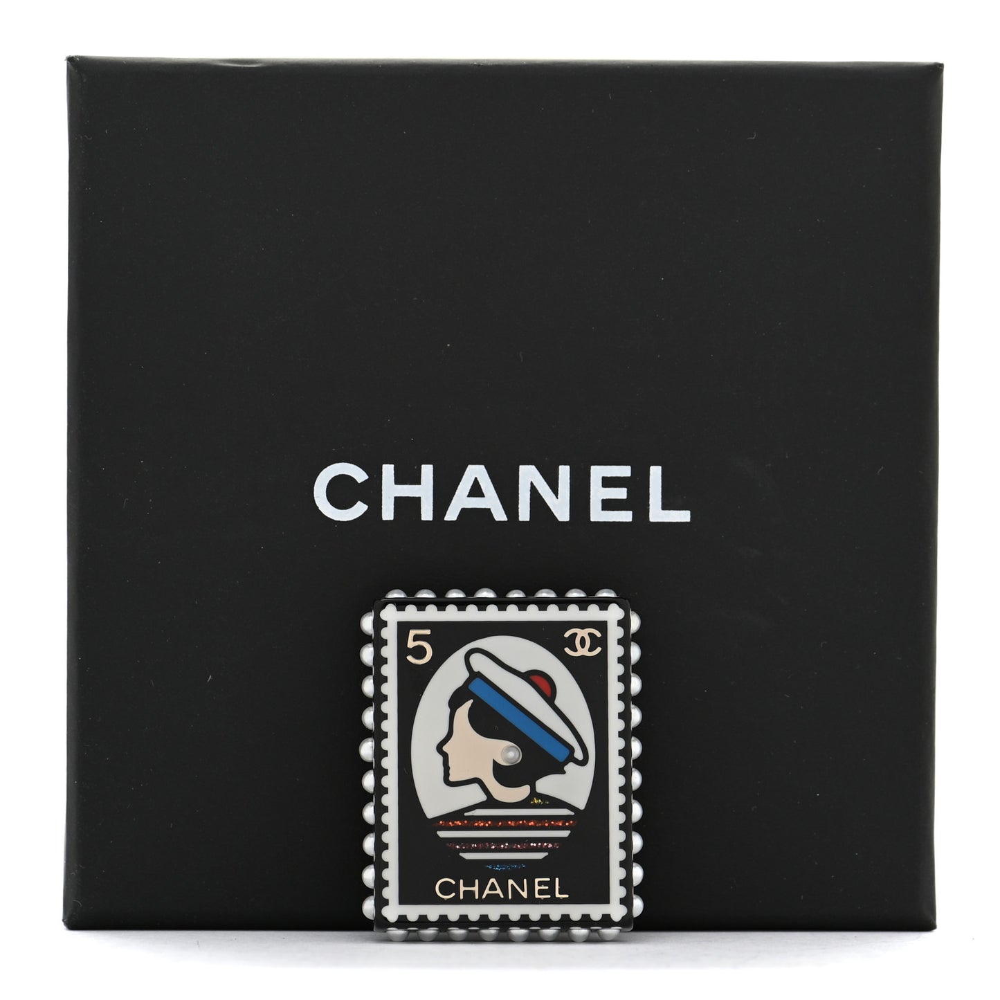 Resin Glitter CC Sailor Brooch Black Multicolor
