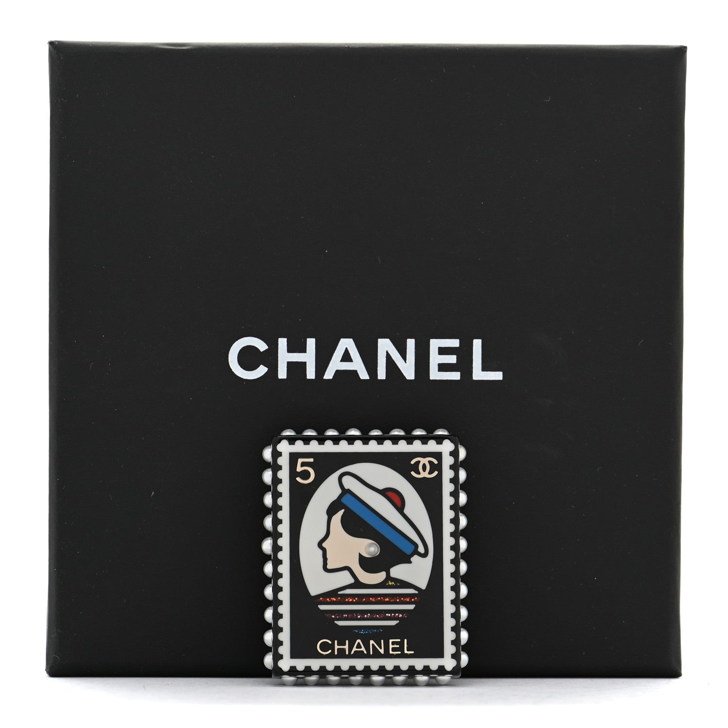 Chanel Resin Glitter CC Sailor Brooch Black Multicolor 6 of 6