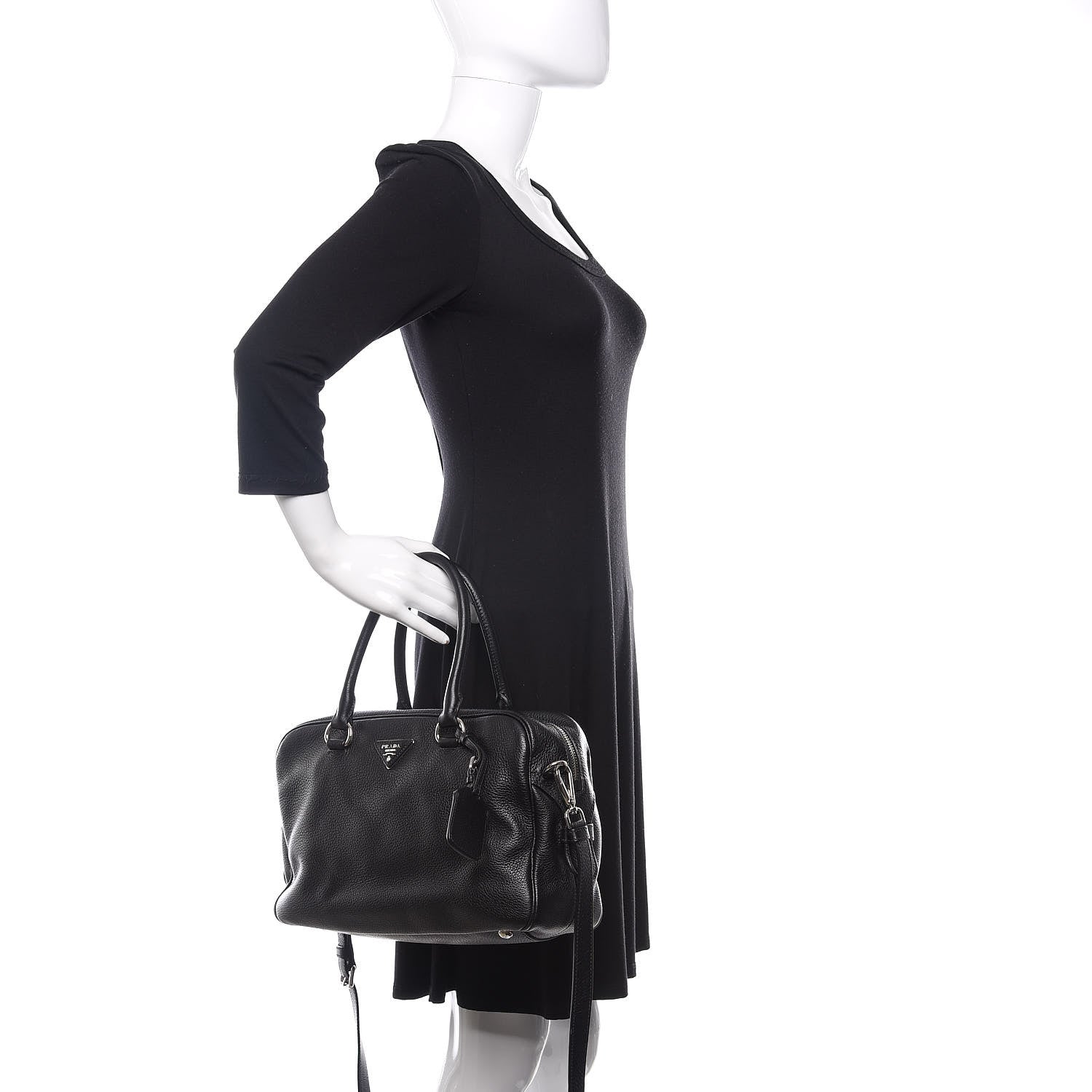 Prada Vitello Daino Satchel Black 5 of 11