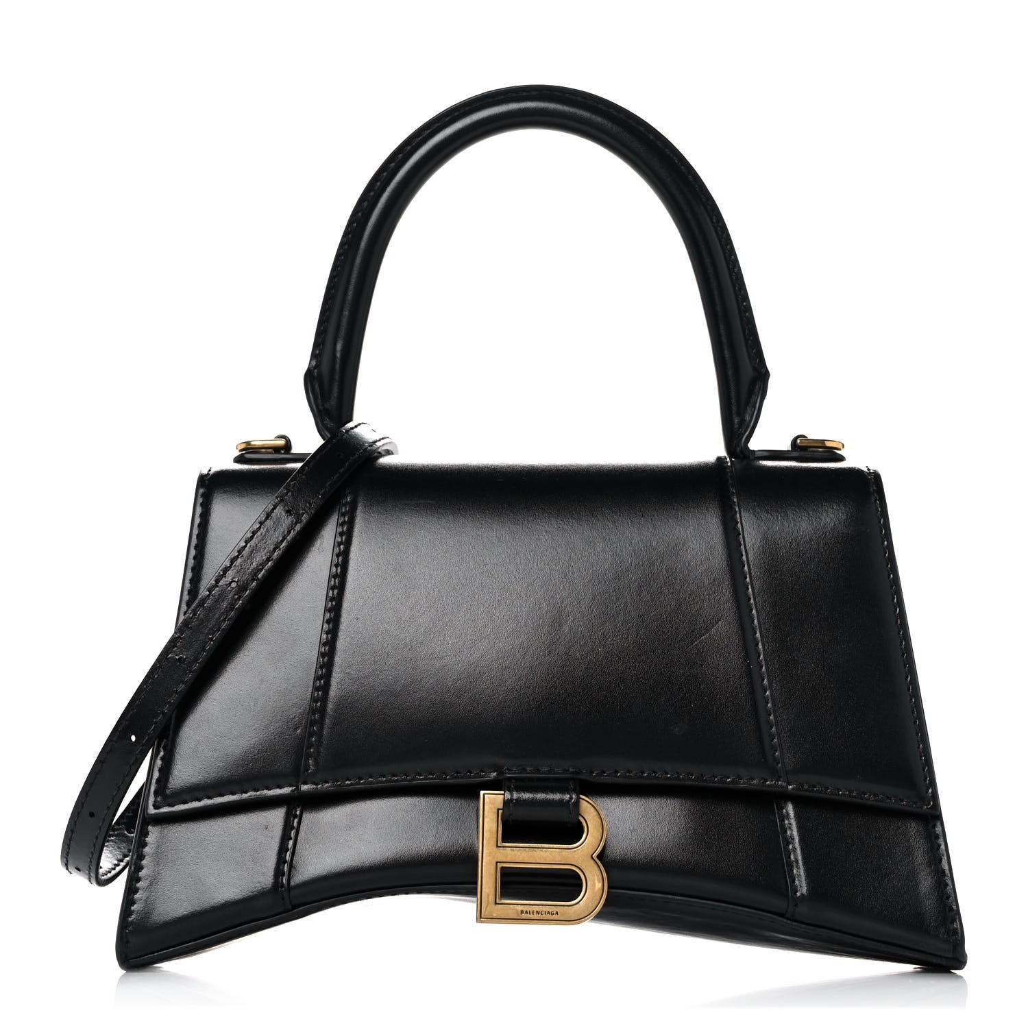 Balenciaga Shiny Box Calfskin Small Hourglass Top Handle Bag Black 1 of 16