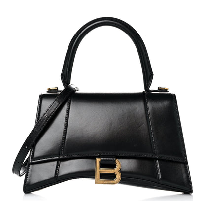 Balenciaga Shiny Box Calfskin Small Hourglass Top Handle Bag Black 1 of 16