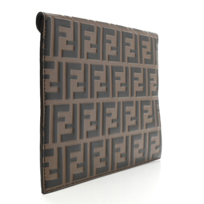 Fendi Vitello Soft F is Fendi Bi-Color FF 1974 Embossed Envelope Pouch Maya Black 3 of 8