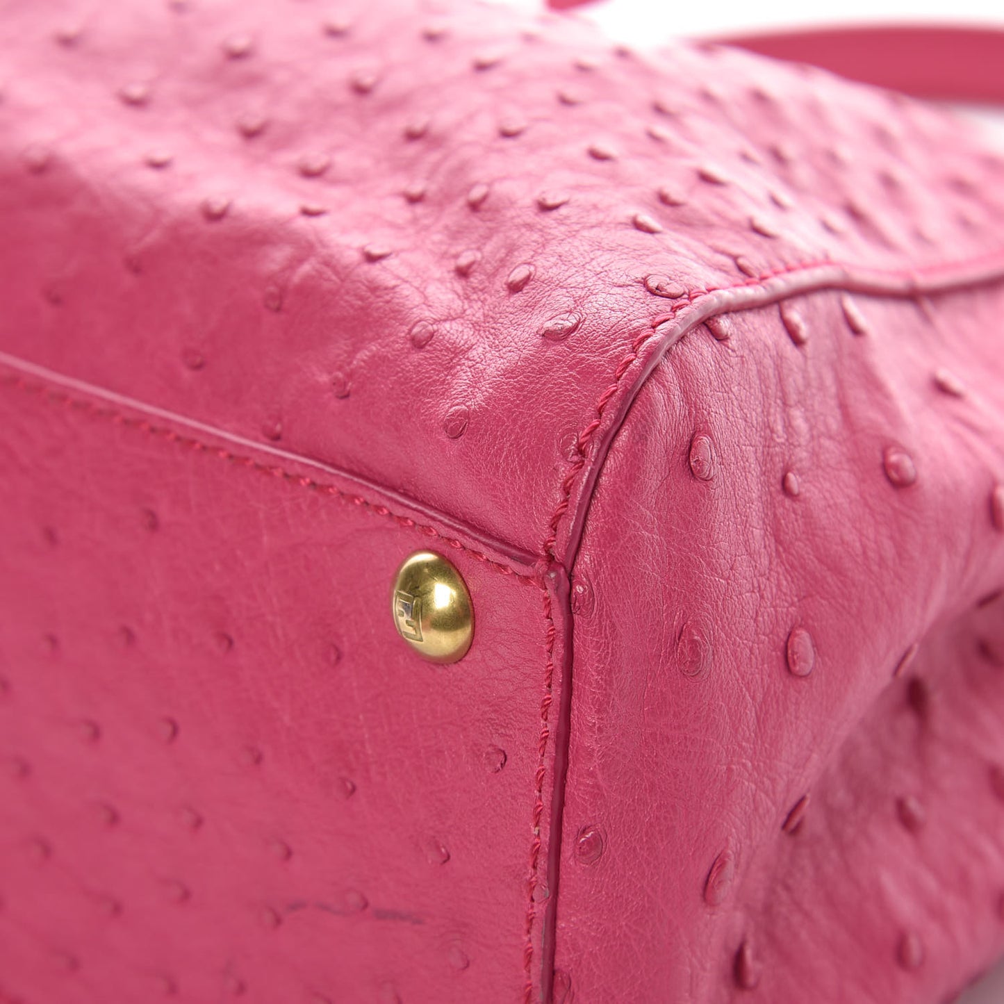 Ostrich Medium Peekaboo Iconic Satchel Fuchsia