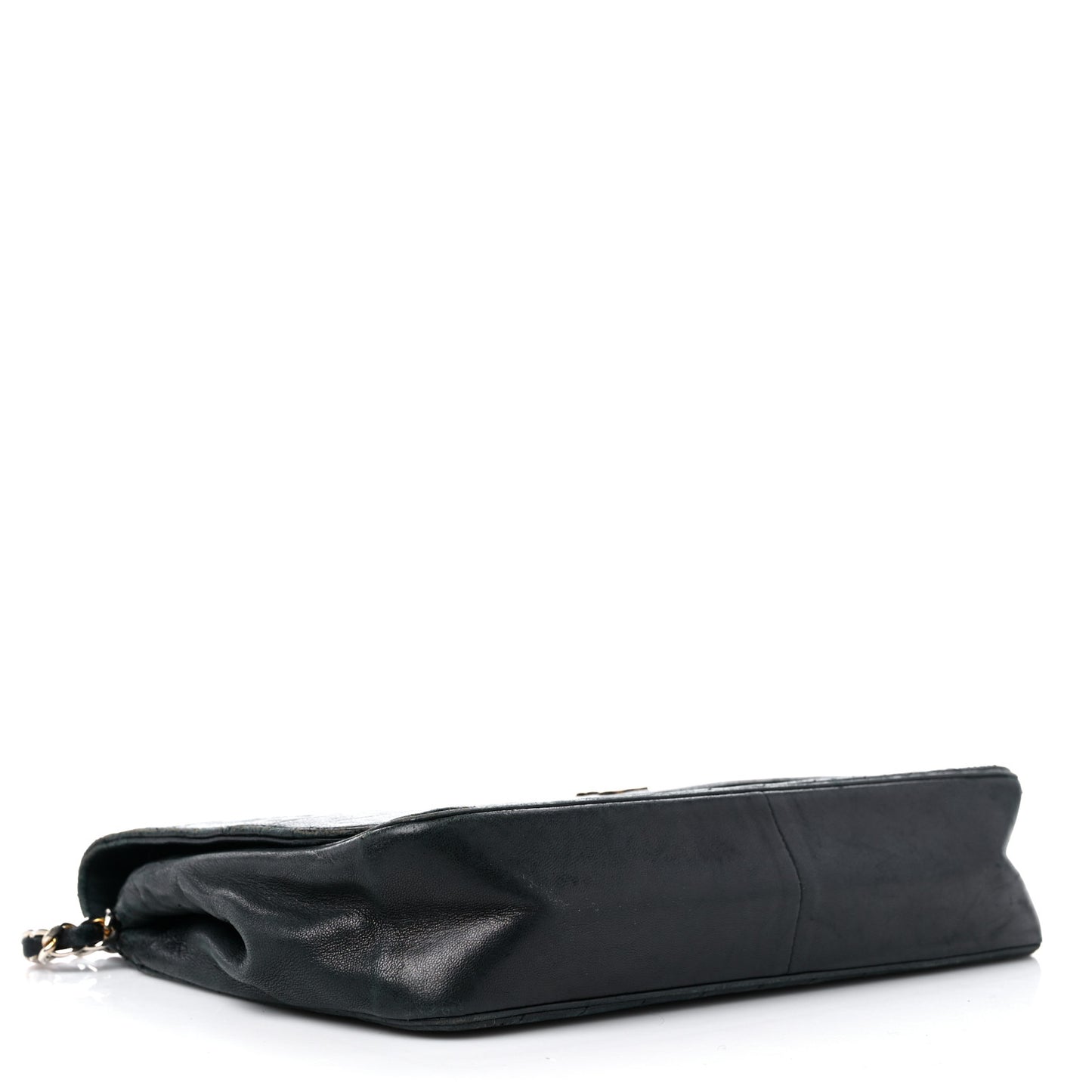 Lambskin Diagonal Quilted Small Single Flap Black