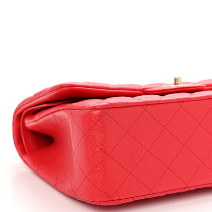 Chanel Caviar Quilted Jumbo Double Flap Red 9 of 10