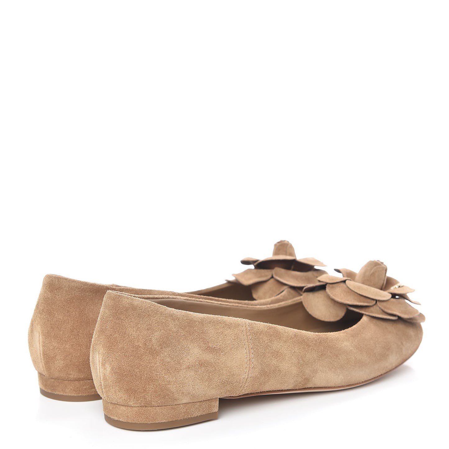 Suede Camellia CC Ballerina Flat 40.5 Beige
