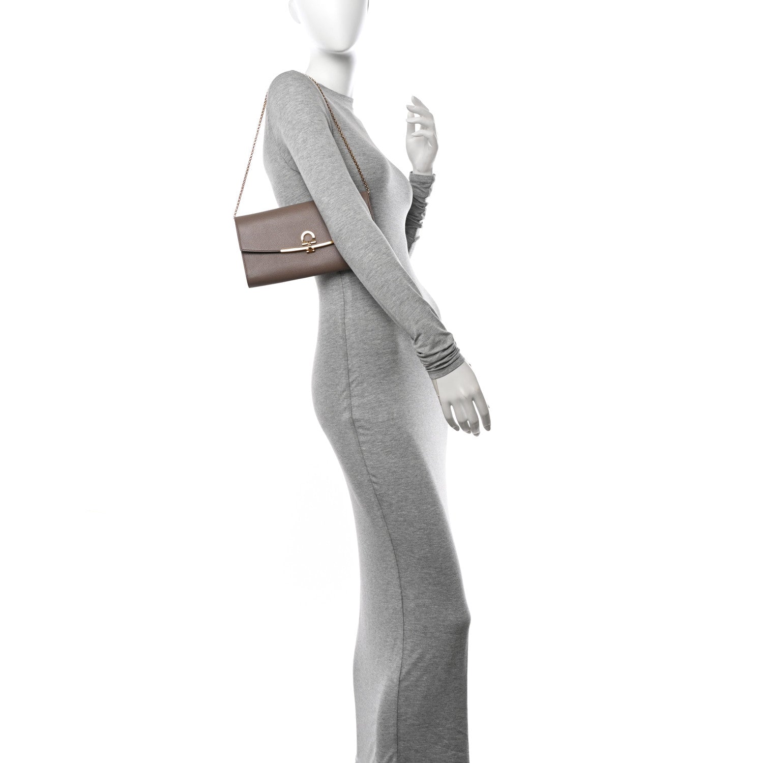 Salvatore Ferragamo Hammered Calfskin Gancini Icona Mini Bag Beige 4 of 19