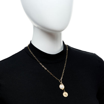 Foundrae 18K Yellow Gold Diamond Enamel Petite Wholeness Baby Enduring Love Medallion Extended Clip Extension Chain Necklace White 2 of 5
