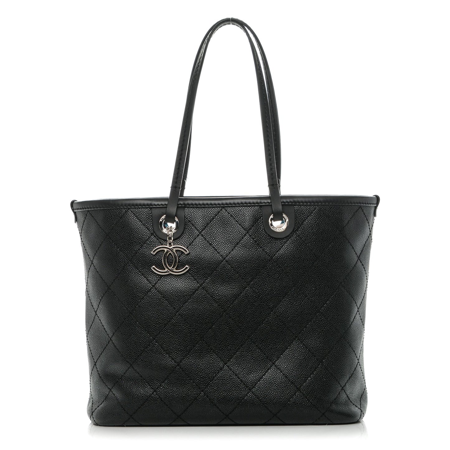 Grained Calfskin Shopping Fever Tote Black