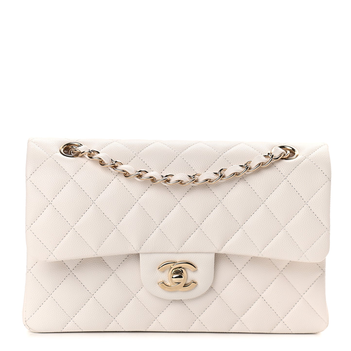 Caviar Quilted Small Double Flap White