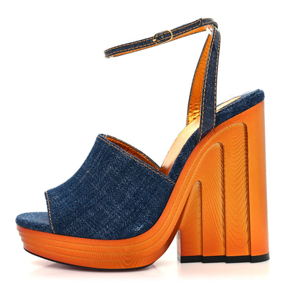 Christian Louboutin Denim Calfskin Mira Cokunata 120 Sandals 38.5 Blue 1 of 7