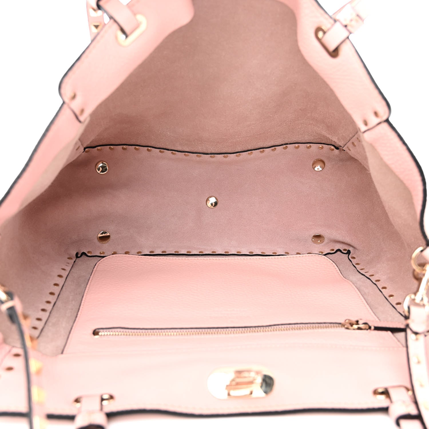 Valentino Garavani Pebbled Calfskin Medium Rockstud Tote Water Rose 5 of 10