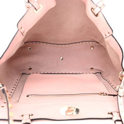 Valentino Garavani Pebbled Calfskin Medium Rockstud Tote Water Rose 5 of 10