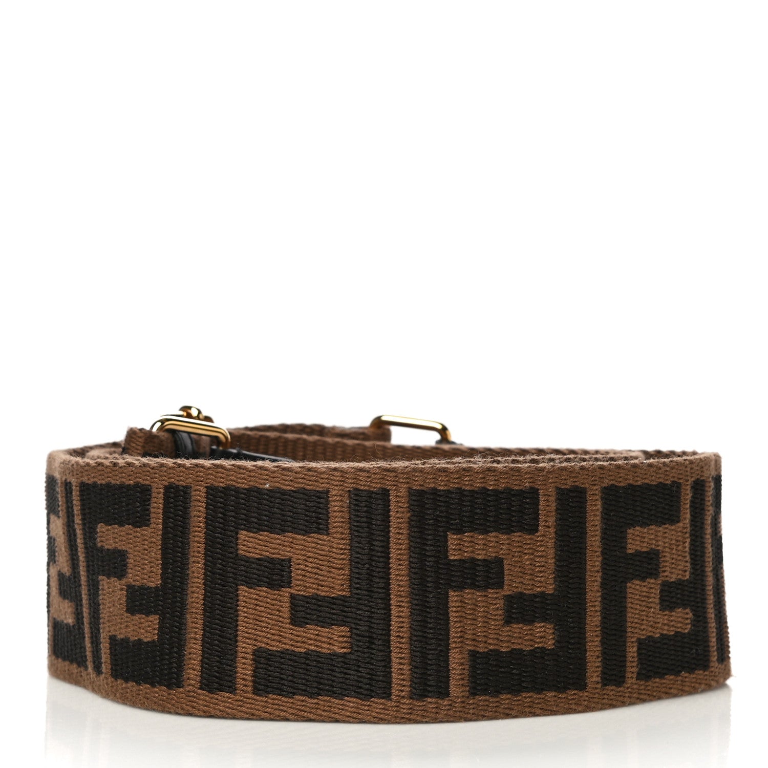 Fendi Ribbon Vitello Seta FF 1974 Adjustable Strap You Fango Marrone Black 2 of 9
