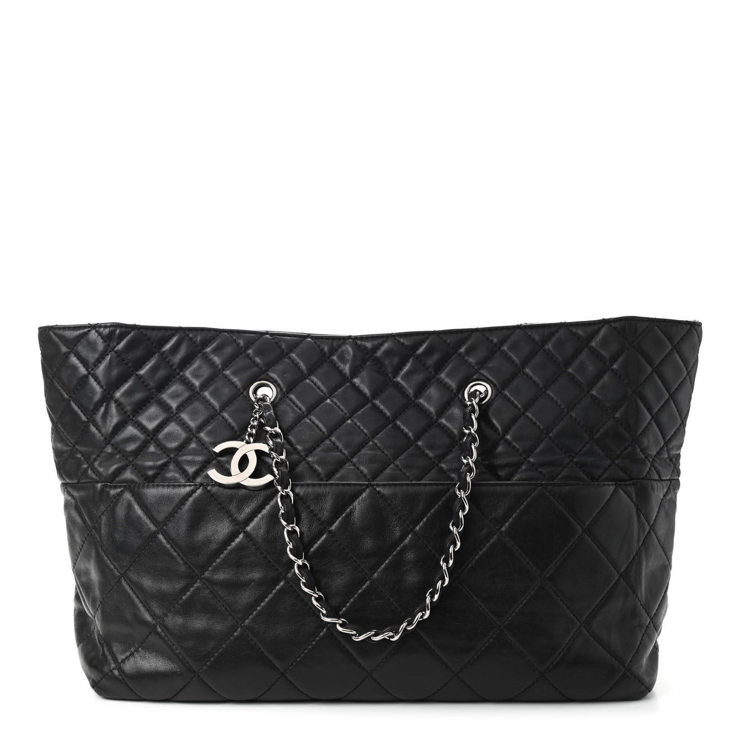 Calfskin Quilted Large In The Business Tote Black