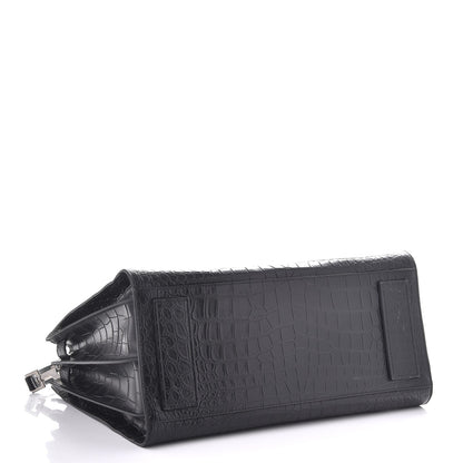 Saint Laurent Calfskin Crocodile Embossed Medium Supple Sac de Jour Black 5 of 8