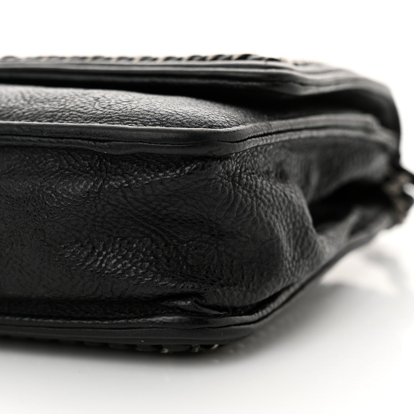 Calfskin Quilted Chain Around Boy Wallet On Chain WOC Black