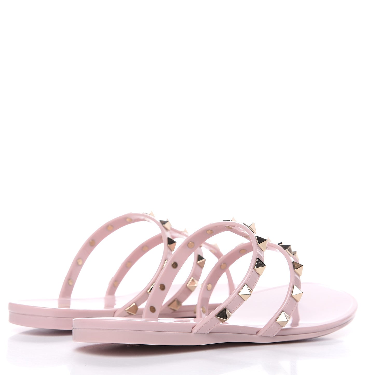 PVC Jelly Rockstud Caged Flat Thong Sandals 36 Water Rose