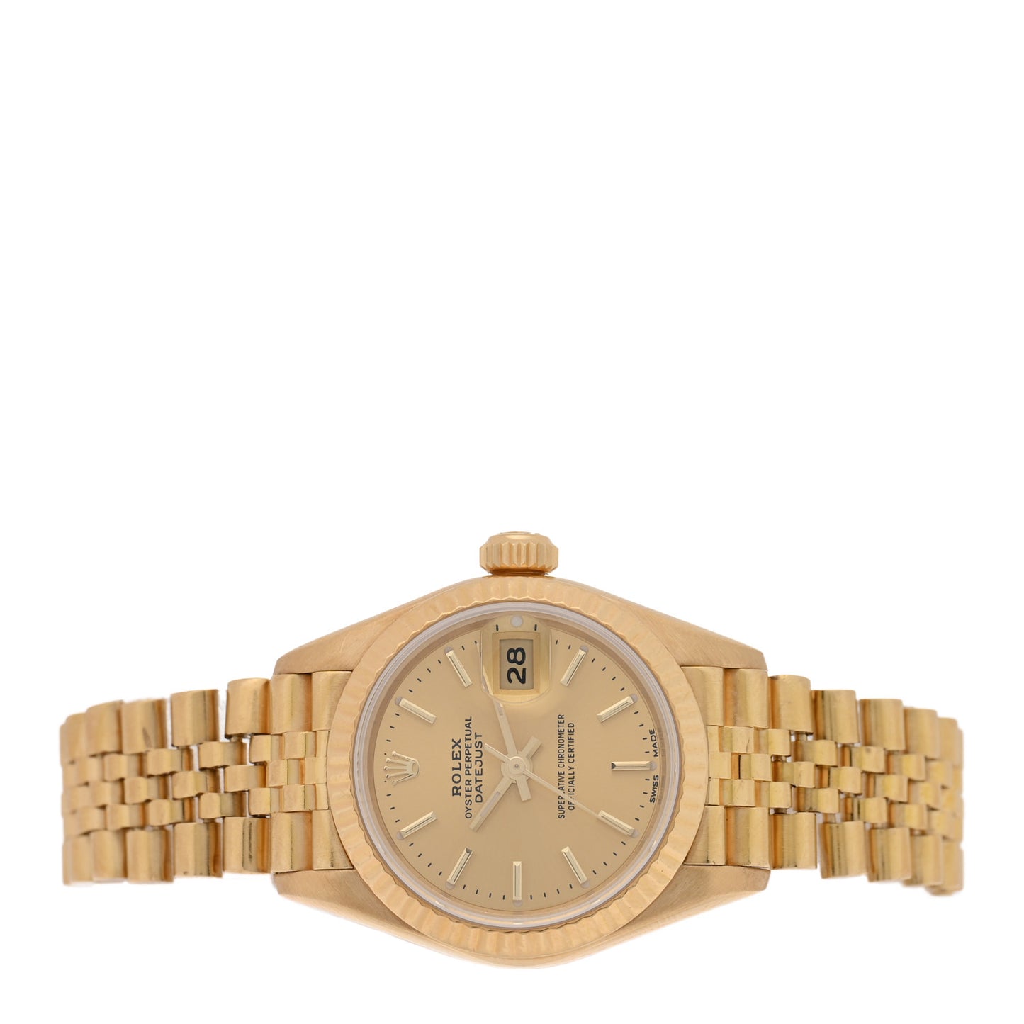 18K Yellow Gold 26mm Oyster Perpetual Datejust Watch Champagne 69178