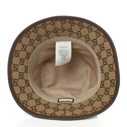 Gucci Monogram Textured Dollar Calfskin GG Jago Bucket Hat M Cacao Beige 5 of 6