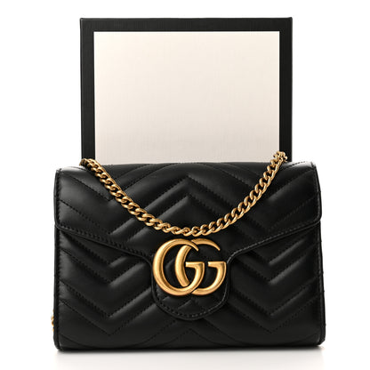 Gucci Calfskin Matelasse GG Marmont Chain Wallet Black 11 of 11