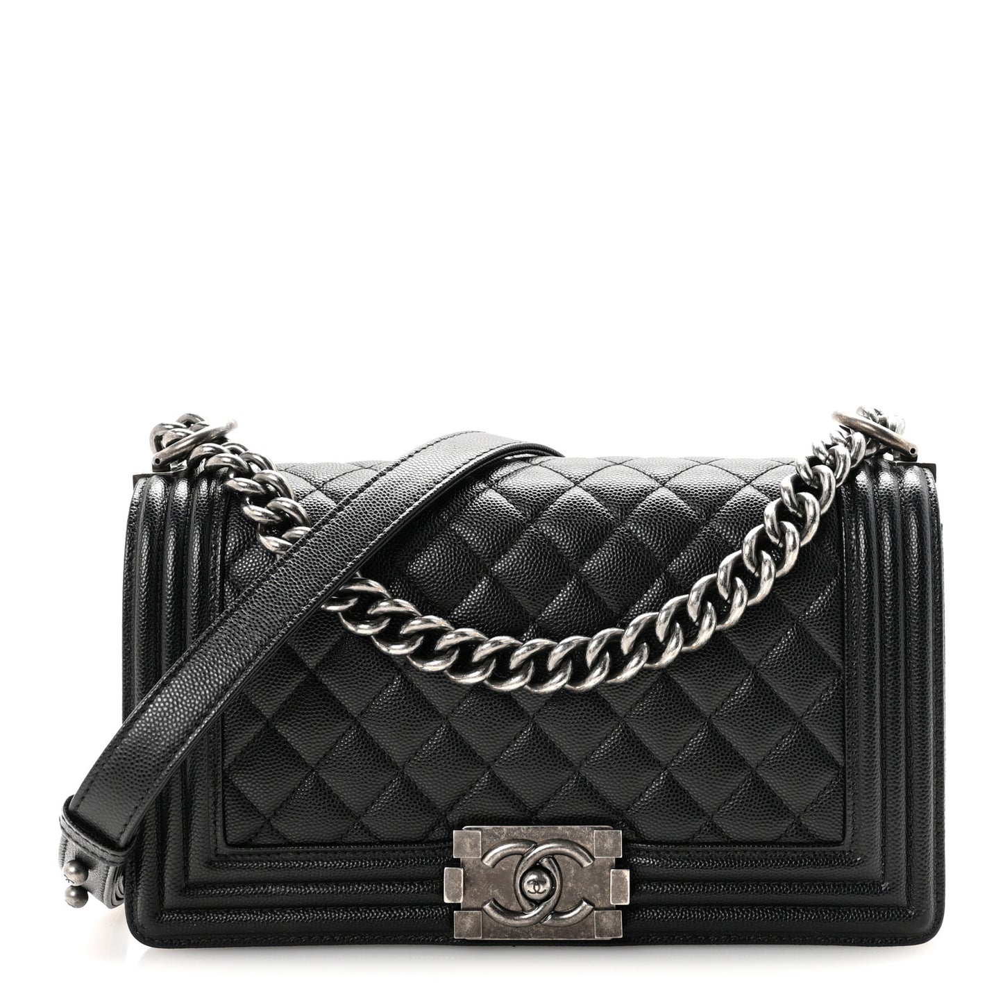 Caviar Quilted Medium Boy Flap Black