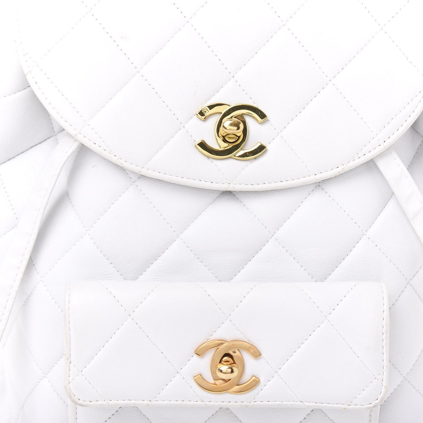 Lambskin Quilted Backpack White