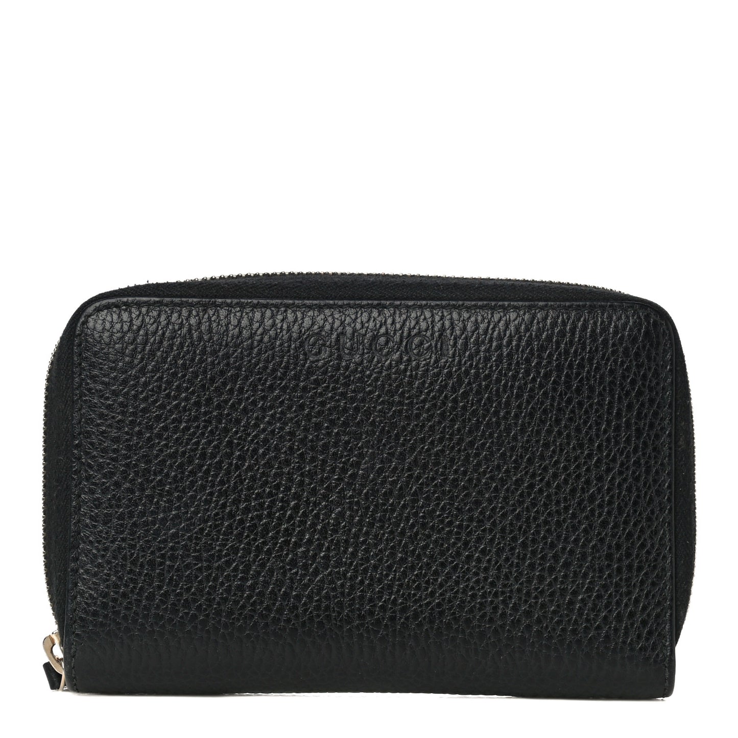 Pebbled Calfskin Zip Around Wallet Black