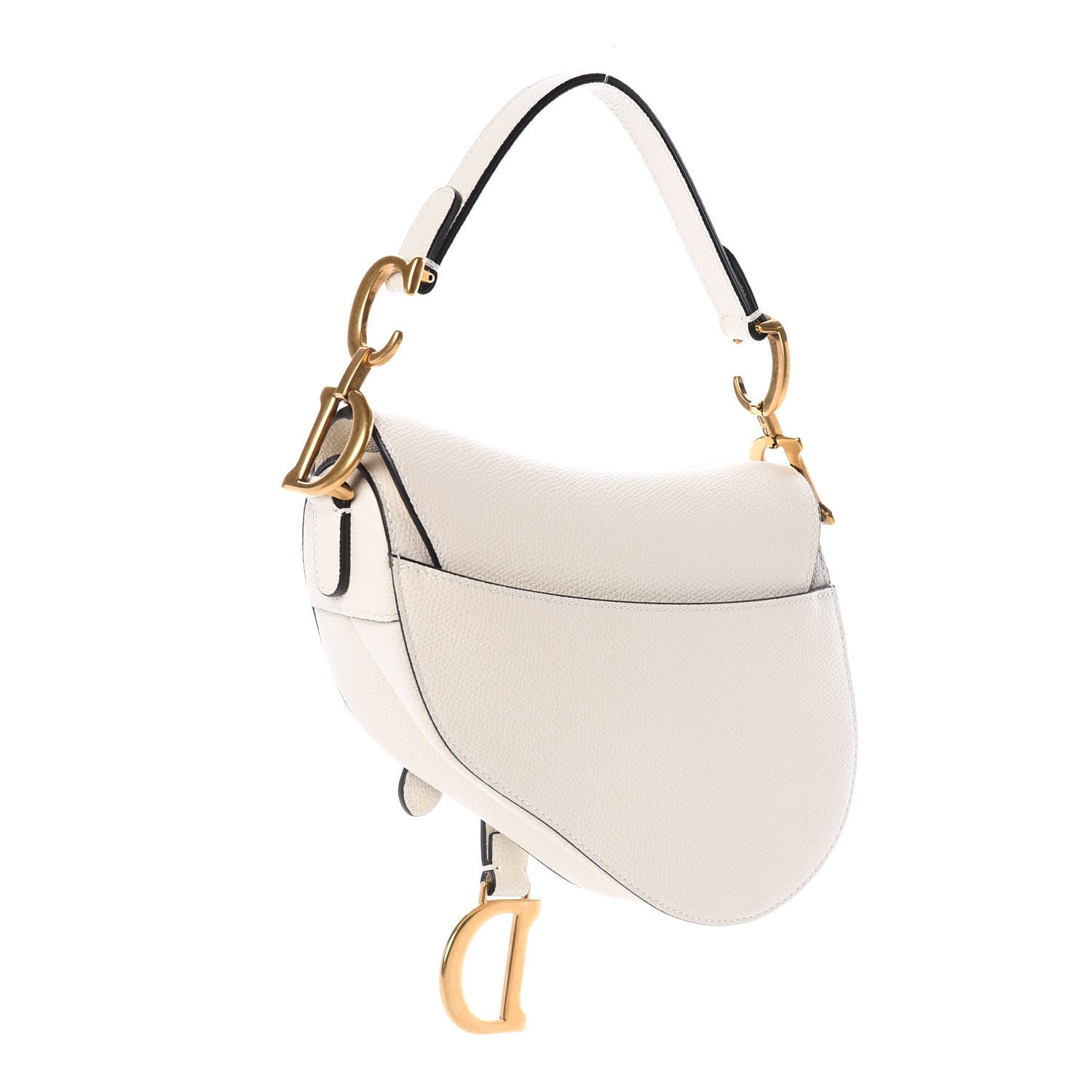 Christian Dior Grained Calfskin Mini Saddle Bag White 3 of 8