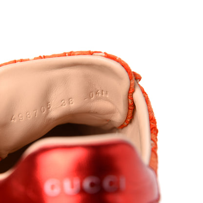 Gucci Lace Crystal Sylvie Web Flower Leaf Womens Ace Sneakers 38 Hot Orange Tan Beige 8 of 8
