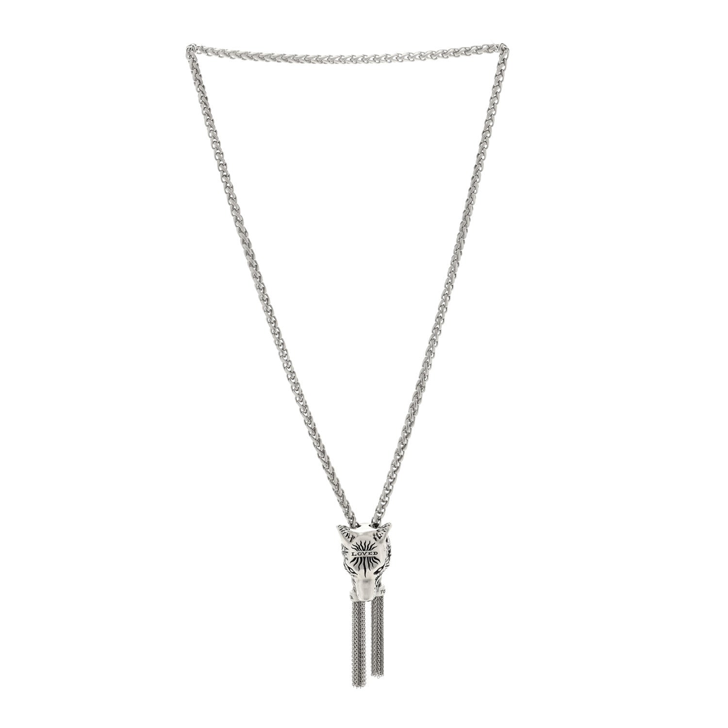 Gucci Sterling Silver Anger Forest Wolf Lariat Necklace 2 of 4