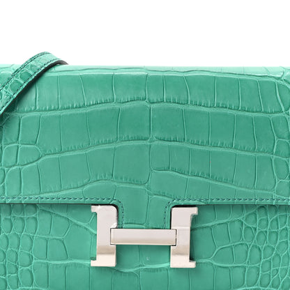 Hermes Matte Alligator Constance Long Wallet To Go Vert Jade 7 of 10