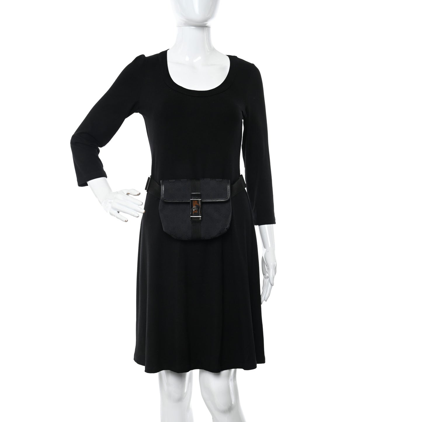 GG Monogram Web Buckle Belt Bag Black
