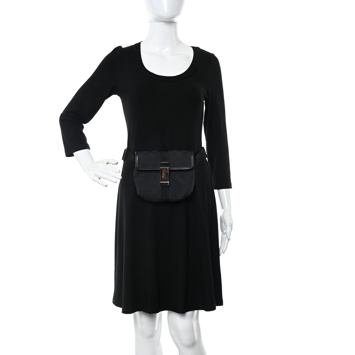 Gucci GG Monogram Web Buckle Belt Bag Black 2 of 9