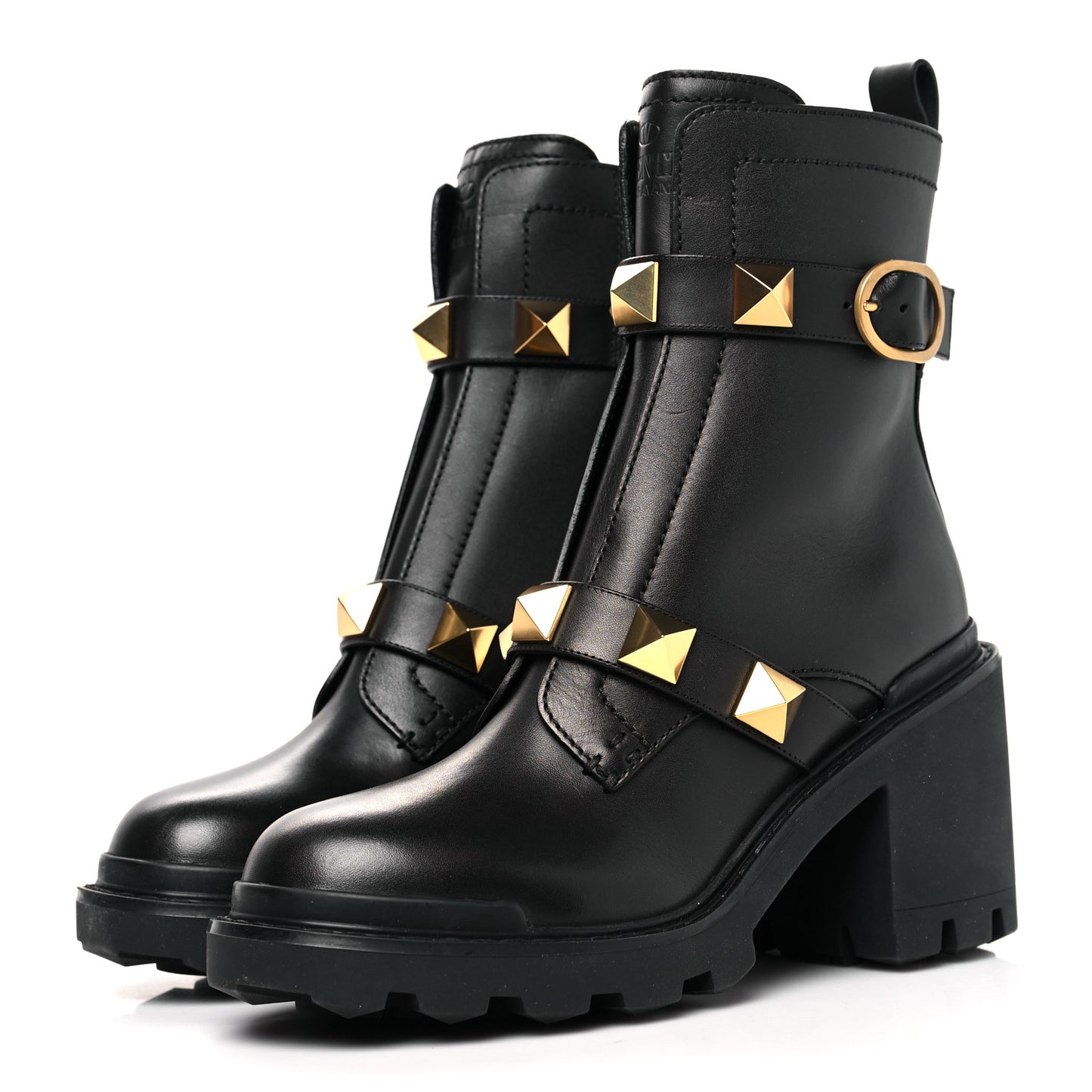 Calfskin Roman Stud 20/85mm Combat Boots 39 Black