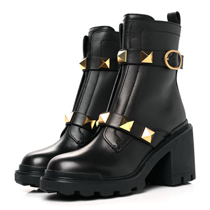 Valentino Garavani Calfskin Roman Stud 20/85mm Combat Boots 39 Black 3 of 6