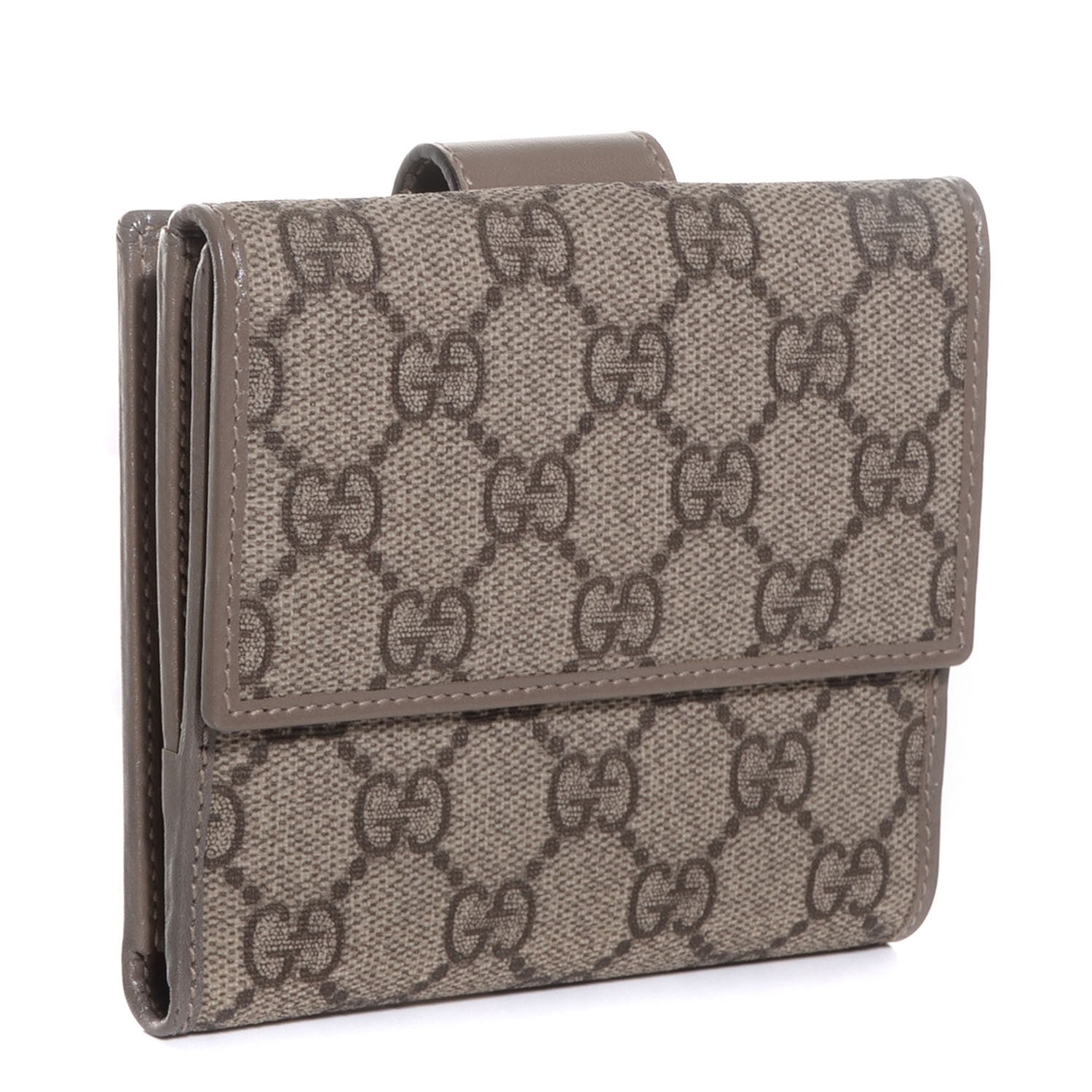 Gucci GG Supreme Monogram Icon Bar French Flap Wallet Beige Ebony Grigio 3 of 7