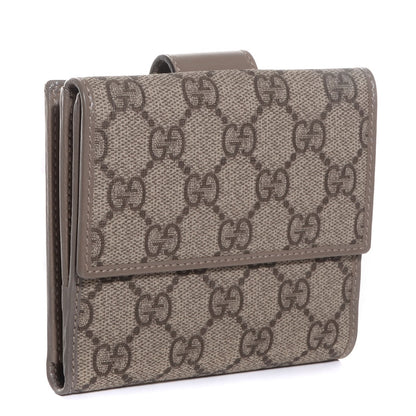Gucci GG Supreme Monogram Icon Bar French Flap Wallet Beige Ebony Grigio 3 of 7