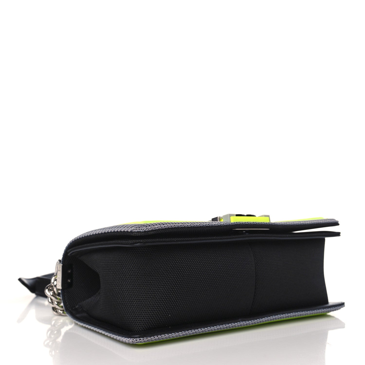 Chanel Canvas Quilted Medium Fluo Boy Flap Black Grey Yellow 4 of 9