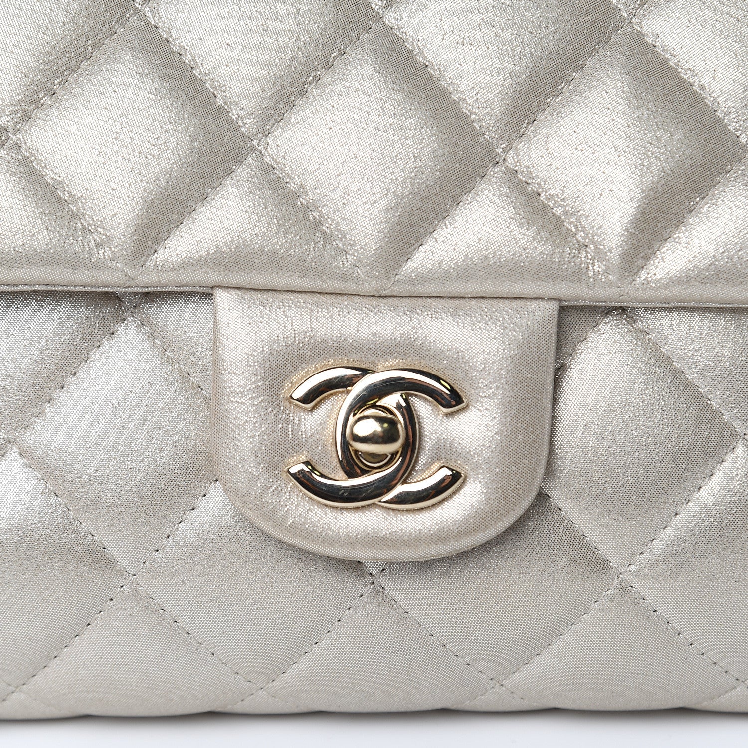 Chanel Metallic Lambskin Quilted Clutch With Chain Flap Gold 10 of 12