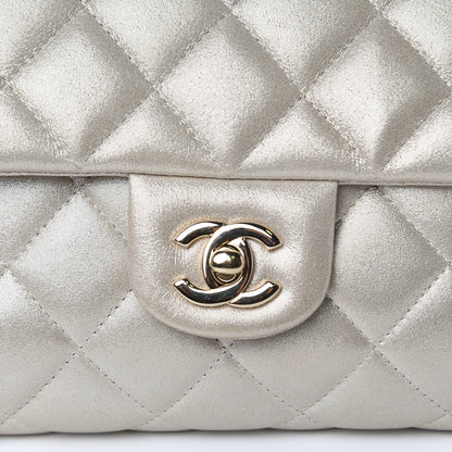 Chanel Metallic Lambskin Quilted Clutch With Chain Flap Gold 10 of 12