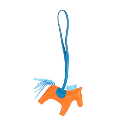 Hermes Milo Lambskin Grigri Rodeo Horse Bag Charm PM Feu Celeste Bleu Izmir 3 of 5