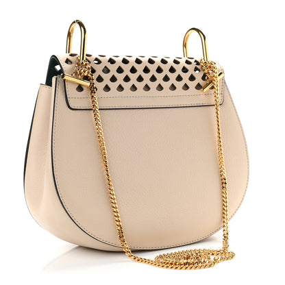 Chloe Calfskin Pineapple Perforated Drew Shoulder Bag Abstract White 3 of 10