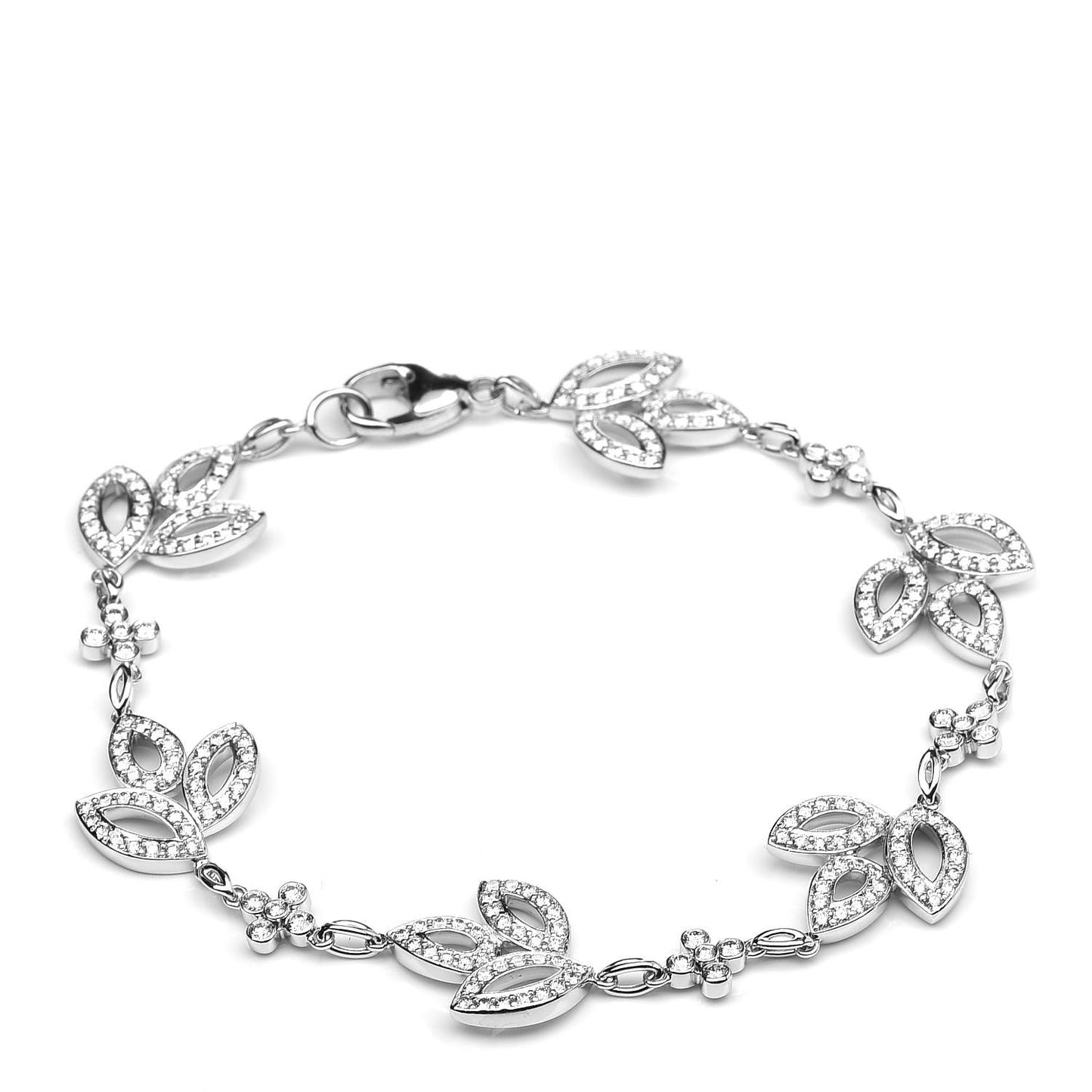 Platinum Diamond Lily Cluster Bracelet